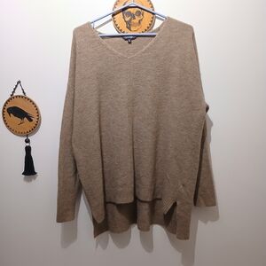 Oversized Cozy Beige V-Neck Sweater